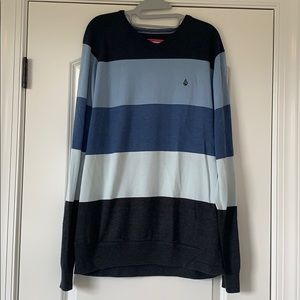 Volcom Corpo Class V-neck Striped Blue Sweater, XL